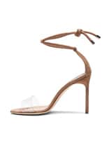 Manolo Blahnik 105 Suede Estro Sandals in Nude, view 5, click to view large image.