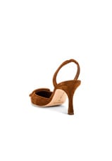 Manolo Blahnik May 70 Suede Slingback in Brown, view 3, click to view large image.