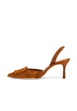 Manolo Blahnik May 70 Suede Slingback in Brown, view 5, click to view large image.