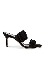 Manolo Blahnik Gable 70 Suede Mule in Black, view 1, click to view large image.