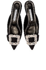 Manolo Blahnik Maysale 10 Jewel Mule in Black, view 1, click to view large image.