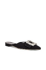 Manolo Blahnik Maysale 10 Jewel Mule in Black, view 3, click to view large image.