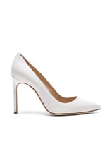 Manolo Blahnik Leather BB 105 Heels in White Leather, view 1, click to view large image.