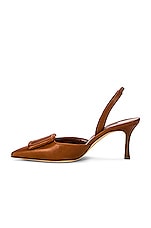 Manolo Blahnik Maysli 70 Nappa Slingback in Brown, view 5, click to view large image.