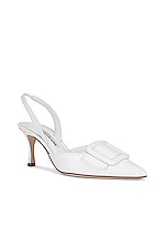 Manolo Blahnik Maysli 70 Nappa Slingback in White, view 2, click to view large image.