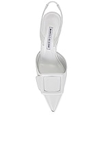 Manolo Blahnik Maysli 70 Nappa Slingback in White, view 4, click to view large image.