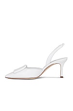 Manolo Blahnik Maysli 70 Nappa Slingback in White, view 5, click to view large image.