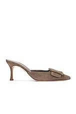 Manolo Blahnik Maysale 70 Mule in Light Brown, view 1, click to view large image.