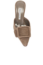 Manolo Blahnik Maysale 70 Mule in Light Brown, view 4, click to view large image.