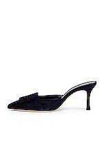 Manolo Blahnik Maysale 70 Mule in Navy, view 5, click to view large image.