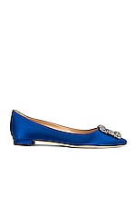 Manolo Blahnik Hangisi Flat in Bright Blue, view 1, click to view large image.