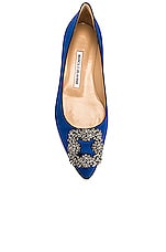 Manolo Blahnik Hangisi Flat in Bright Blue, view 4, click to view large image.