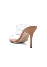Manolo Blahnik PVC Scolto Sandals in Nude Suede, view 3, click to view large image.