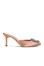 Manolo Blahnik Hangisimu 70 Mule in Nude, view 1, click to view large image.