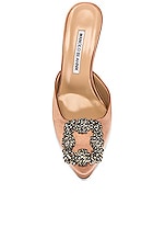 Manolo Blahnik Hangisimu 70 Mule in Nude, view 4, click to view large image.