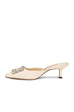 Manolo Blahnik Maysale 50 Mule in Light Cream, view 5, click to view large image.