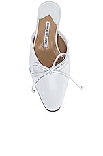 Manolo Blahnik Ballerimu 10 Slide in White, view 4, click to view large image.
