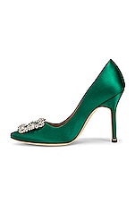 Manolo Blahnik Hangisi 105 Satin Heel in Bright Green, view 5, click to view large image.