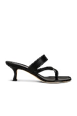 Manolo Blahnik Susa 50 Leather Sandal in Black, view 1, click to view large image.