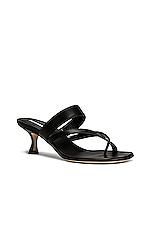 Manolo Blahnik Susa 50 Leather Sandal in Black, view 2, click to view large image.