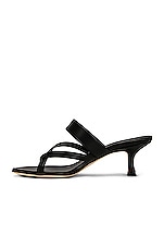 Manolo Blahnik Susa 50 Leather Sandal in Black, view 5, click to view large image.