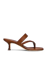 Manolo Blahnik Susa 50 Leather Sandal in Brown, view 1, click to view large image.