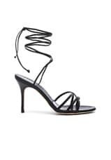 Manolo Blahnik Leva 105 Leather Sandal in Black Nappa, view 1, click to view large image.