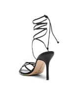Manolo Blahnik Leva 105 Leather Sandal in Black Nappa, view 3, click to view large image.