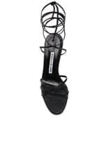 Manolo Blahnik Leva 105 Leather Sandal in Black Nappa, view 4, click to view large image.