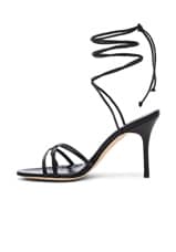 Manolo Blahnik Leva 105 Leather Sandal in Black Nappa, view 5, click to view large image.
