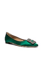 Manolo Blahnik Hangisi 10 Flat in Bright Green, view 2, click to view large image.