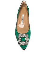 Manolo Blahnik Hangisi 10 Flat in Bright Green, view 4, click to view large image.