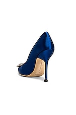 Manolo Blahnik Hangisi 105 Satin Heel in Bright Blue, view 3, click to view large image.