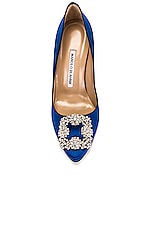 Manolo Blahnik Hangisi 105 Satin Heel in Bright Blue, view 4, click to view large image.