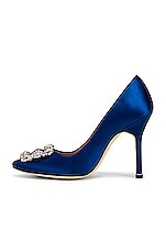 Manolo Blahnik Hangisi 105 Satin Heel in Bright Blue, view 5, click to view large image.