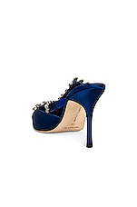 Manolo Blahnik Lurum 90 Mule in Bright Blue, view 3, click to view large image.