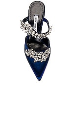 Manolo Blahnik Lurum 90 Mule in Bright Blue, view 4, click to view large image.