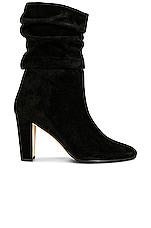 Manolo Blahnik Suede Calasso 90 Boot in Black, view 1, click to view large image.