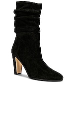 Manolo Blahnik Suede Calasso 90 Boot in Black, view 2, click to view large image.