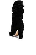 Manolo Blahnik Suede Calasso 90 Boot in Black, view 3, click to view large image.