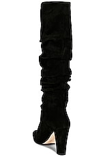 Manolo Blahnik Suede Calassohi 90 Boot in Black, view 3, click to view large image.