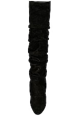 Manolo Blahnik Suede Calassohi 90 Boot in Black, view 4, click to view large image.