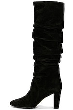Manolo Blahnik Suede Calassohi 90 Boot in Black, view 5, click to view large image.