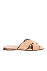 Manolo Blahnik Suede Otawi 10 Sandal in Nude & Brown