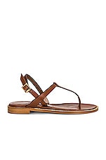 Manolo Blahnik Leather Hata 10 Sandal in Brown, view 1, click to view large image.