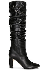 Manolo Blahnik Leather Calassohi 90 Boot in Black, view 1, click to view large image.
