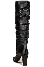 Manolo Blahnik Leather Calassohi 90 Boot in Black, view 3, click to view large image.