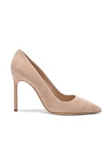 Manolo Blahnik BB 105 Suede Pumps in Nude Suede, view 1, click to view large image.