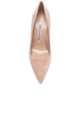 Manolo Blahnik BB 105 Suede Pumps in Nude Suede, view 4, click to view large image.