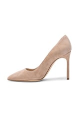 Manolo Blahnik BB 105 Suede Pumps in Nude Suede, view 5, click to view large image.